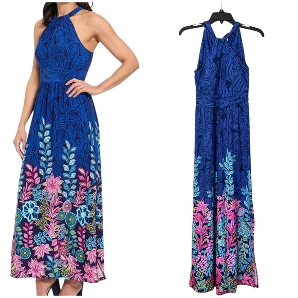 Lilly Pulitzer | Dresses | Lilly Pulitzer Orla Halter Maxi Dress Navy  Calypso Xs | Poshmark